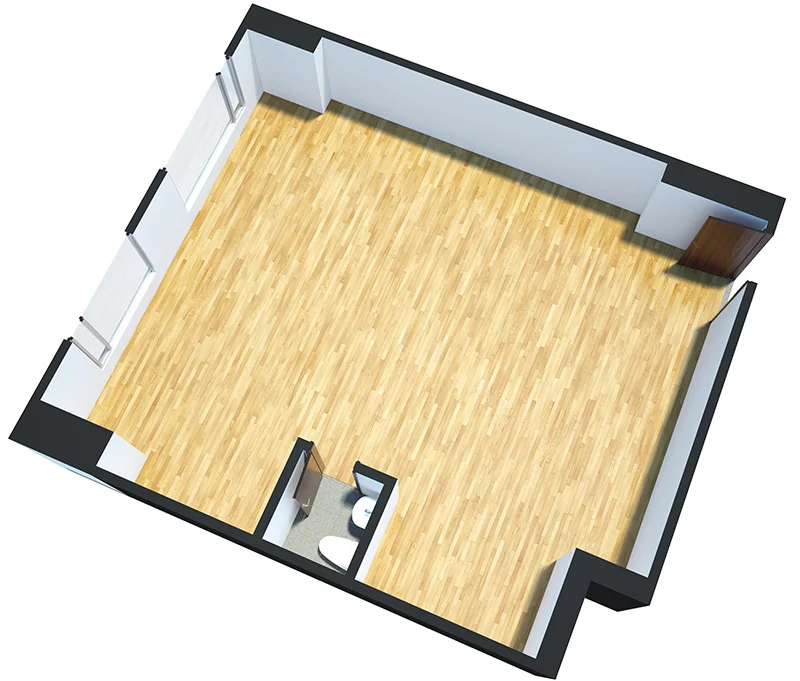 OMEGA Oficina Tipo 1 Oficinas de 75 m2, 1 baño interno y ventanas con vista al exterior